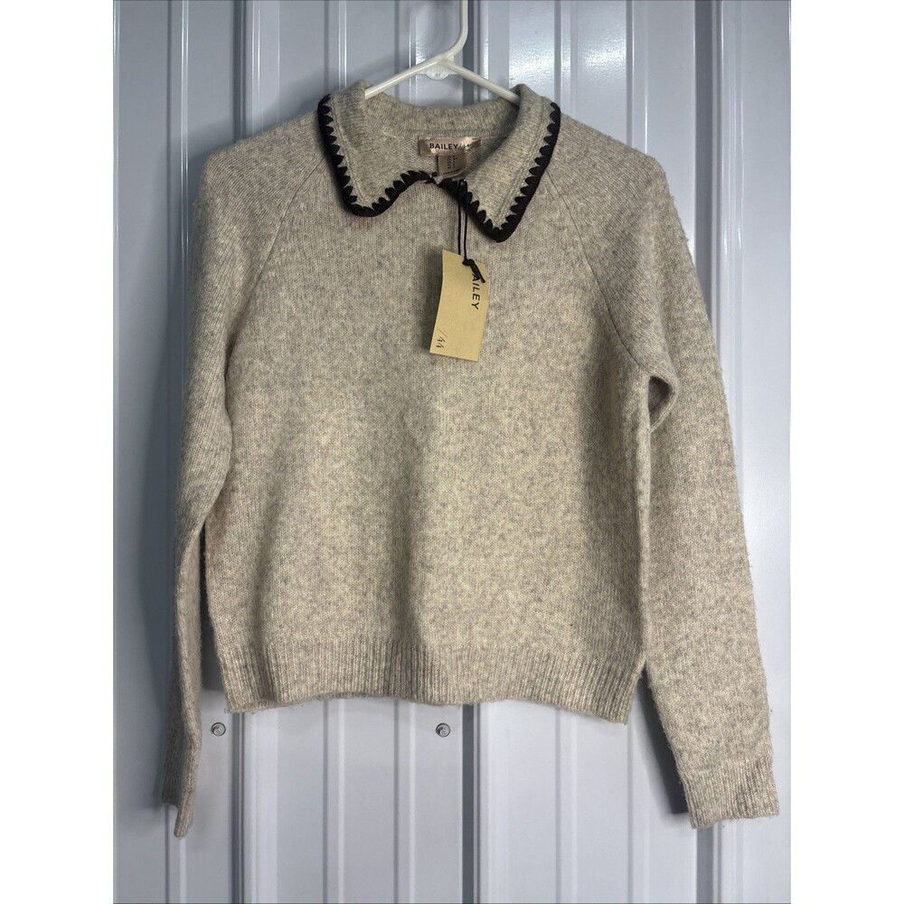BAILEY /44 Sweater In Oat With Crocheted Collar Size Small NWT
